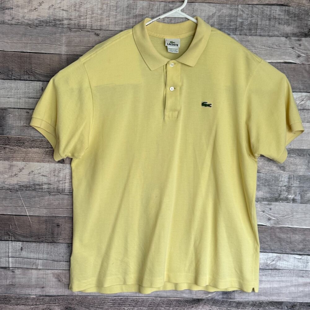 Lacoste Classic Polo Shirt Mens XL Yellow Preppy Business Golf